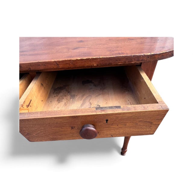 19th Century American Farm Table With Six Drawers and Turned Legs, Circa 1850 For Sale - Image 11 of 11