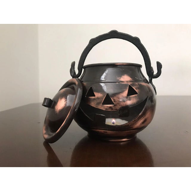 Vintage Decorative Turkish Copper Candle Holder For Sale - Image 6 of 11