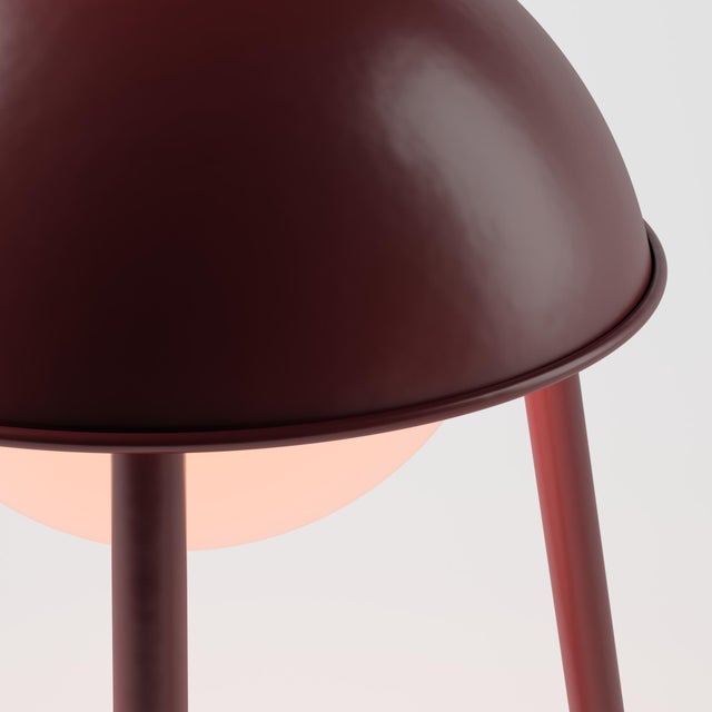 HELMET Rechargeable Cordless LED Table Lamp, 3-Levels Brightness Touch Sensor Control, Oxblood For Sale - Image 10 of 14