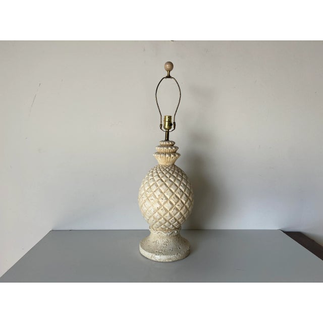 Tropical Palm Beach - Style White Plaster Pineapple Table Lamp/ Sold For Sale - Image 12 of 12