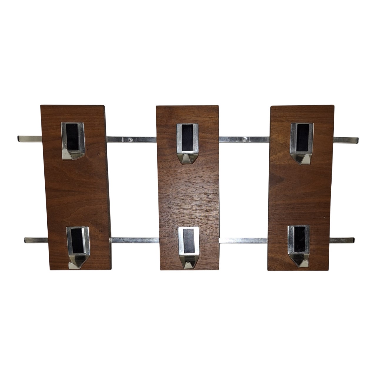 Vintage Wall-Mounted Coat Rack in Teak and Aluminum, 1970s | Chairish