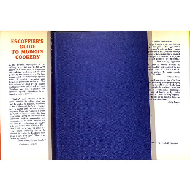 ESCOFFIER, G.A. [840] pp. Heinemann for The Cookery Book Club 1966 9 1/2" x 6" Wrapper design by A.B. Saunders