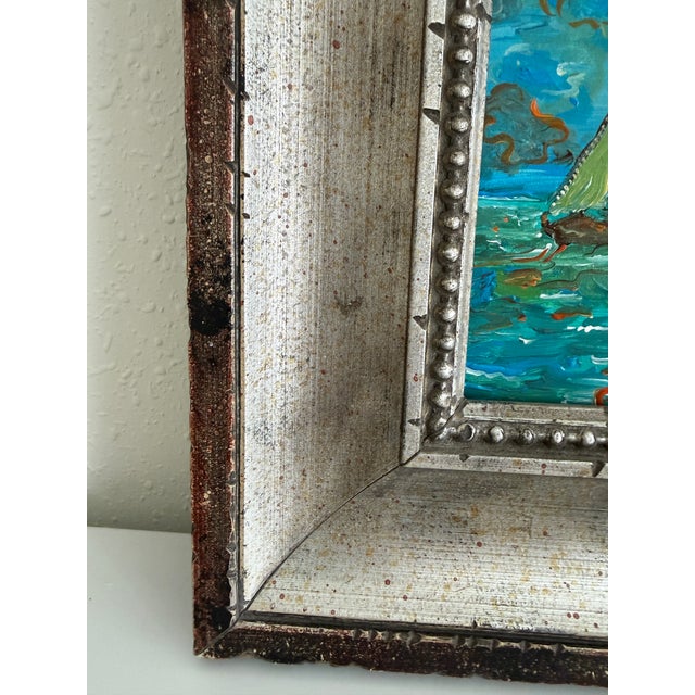 Serg Graff "Clipper "F" Sailing Ship Acrylic Painting Framed Small Nautical Art For Sale In Jacksonville, FL - Image 6 of 10