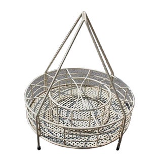 Italian Round Lacquered Metal Bottle Rack in the Style of Mathieu Matégot, 1950s For Sale