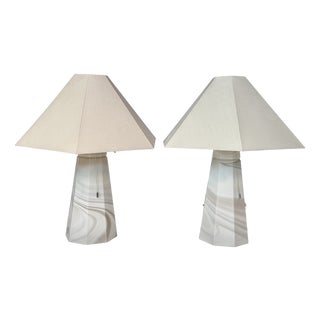 Vintage Glass Art Table Lamps by Peill & Putzler, Germany, 1970s, Set of 2 For Sale