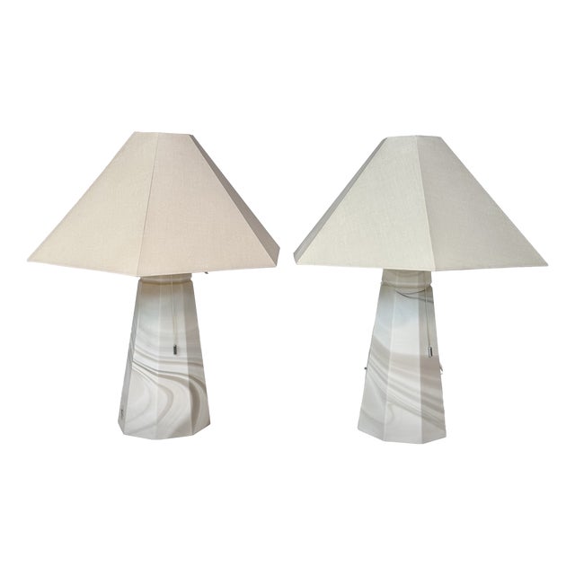 Vintage Glass Art Table Lamps by Peill & Putzler, Germany, 1970s, Set of 2 For Sale