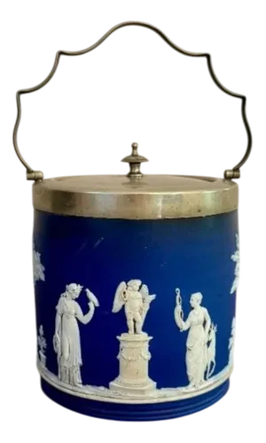 Antique Wedgwood Jasper Ware Biscuit Barrel, 1880