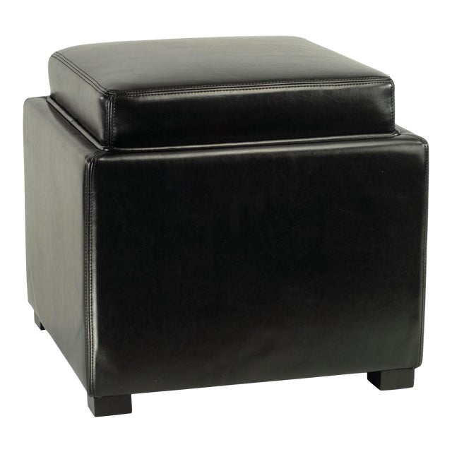Tray Storage Ottoman, Java & Black For Sale