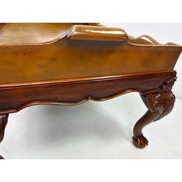 Vintage Leather Galley Tray Coffee Table After Ralph Lauren For Sale - Image 10 of 12