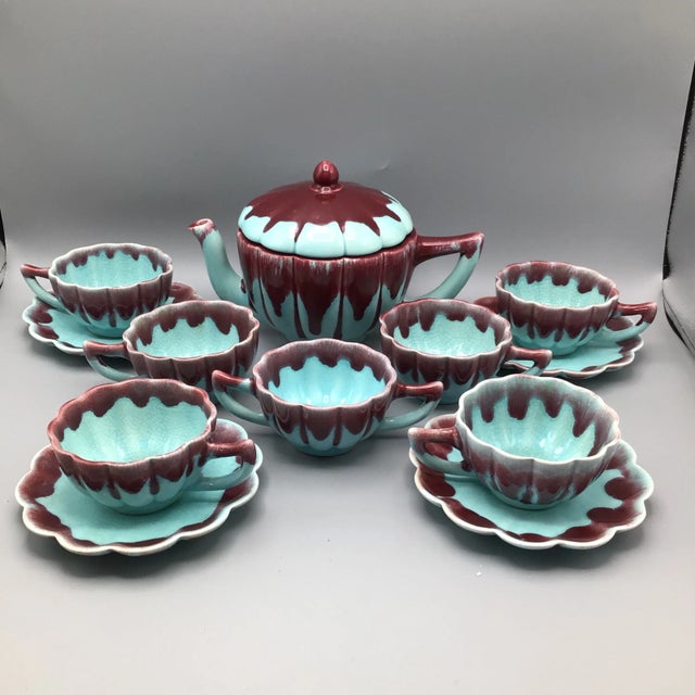 Drip Tea Pot, Cups and Saucers, Plus Sugar Bowl by Allen’s of California - 12 Pieces For Sale - Image 13 of 13