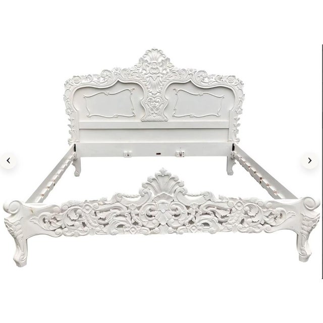 Rococo French Rococo Solid Mahogany King Bed Frame For Sale - Image 3 of 9