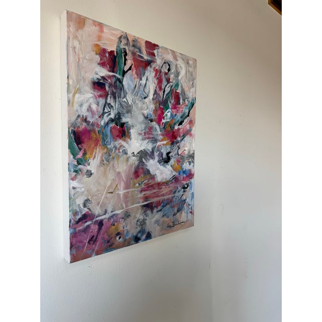 Vibrant contemporary expressionist acrylic painting titled “Tulips Vanished.” This dynamic abstract composition features...