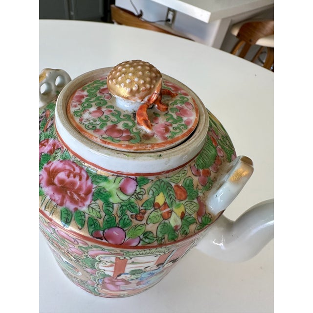 Chinese Famille Rose Porcelain Lidded Teapot- 19th Century For Sale - Image 11 of 18