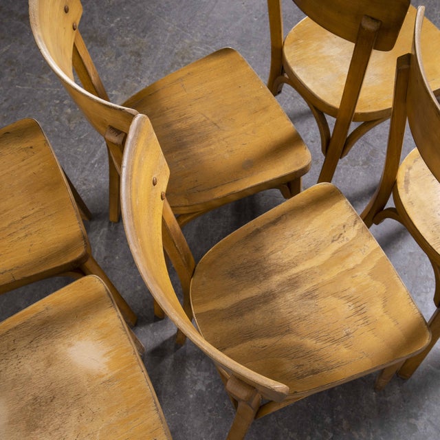French Honey Beech Bentwood Dining Chairs from Baumann, 1950s, Set of 4 For Sale - Image 10 of 17