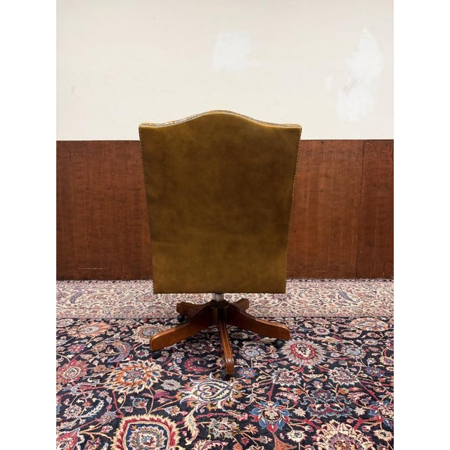 English Chesterfield Desk Chair in Yellow For Sale - Image 4 of 8