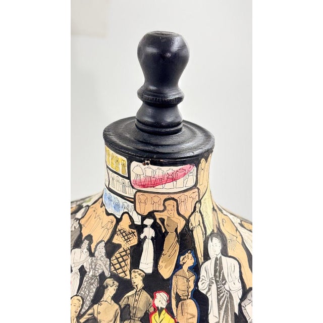 Wooden Mannequin Bust with Fashion Collages, Paris, 1970s For Sale - Image 12 of 18