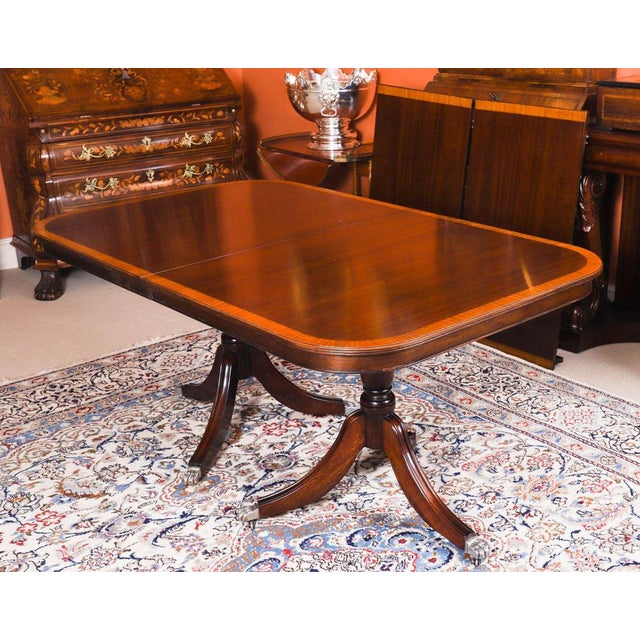 Red Vintage Mahogany 3-Pillar Dining Table and Chairs, 20th Century, Set of 15 For Sale - Image 8 of 18