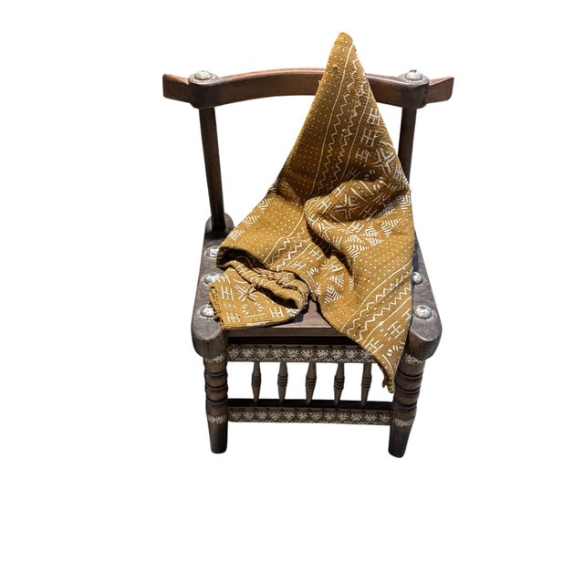 African Large Mustard & White Mud Cloth Textile Mali 66" by 36.5" For Sale - Image 4 of 7