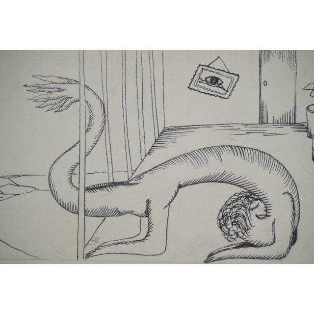 Jean-Claude Silbermann, Sneaky Signs, The Sea Monster, Original Ink Drawing For Sale - Image 5 of 6