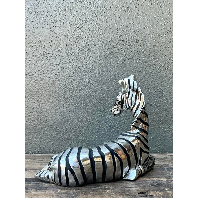 Late 20th Century Vintage Silver Mirrored Zebra For Sale - Image 5 of 12