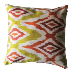 Contemporary Silk Ikat Bohemian Throw Pillow