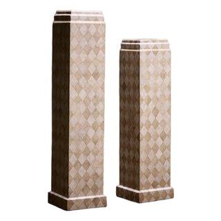 Pair of French Coquille d'Oeuf Pedestals, 1930s For Sale