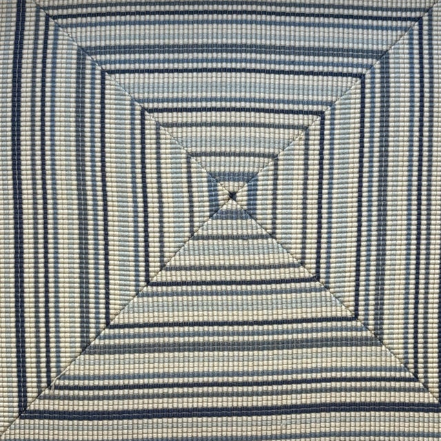 Striped Blue and White Ottoman For Sale In Washington DC - Image 6 of 9