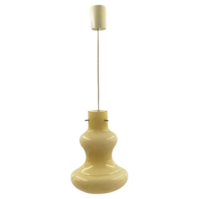 Beige Opaline and Brass Ceiling Light, Italy, 1970s For Sale - Image 8 of 8