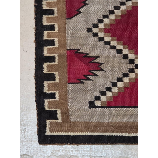Rustic Vintage 1970s Burgundy Red Southwestern Geometric Handwoven Wool Rug – 2’4” X 4’ For Sale - Image 3 of 6