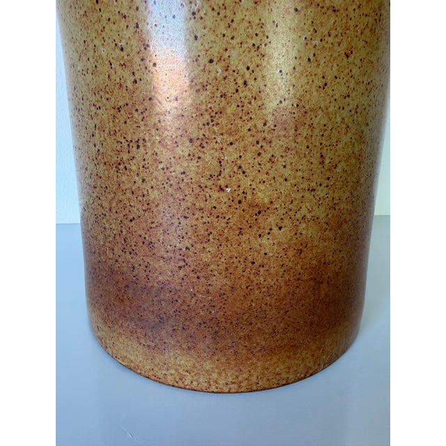 Tan 1980’s Vintage Organic Speckled Glazed Studio Pottery Planter / Vase For Sale - Image 8 of 12
