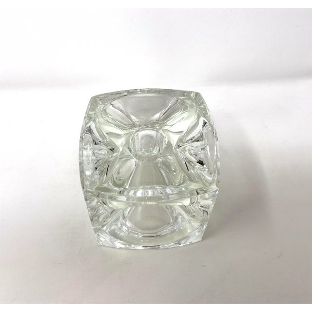 Mid-Century Modern Mid 20th Century Bohemian Czech Art Glass Ice Cube Candle Holder by Rudolf Jurnikl For Sale - Image 3 of 7
