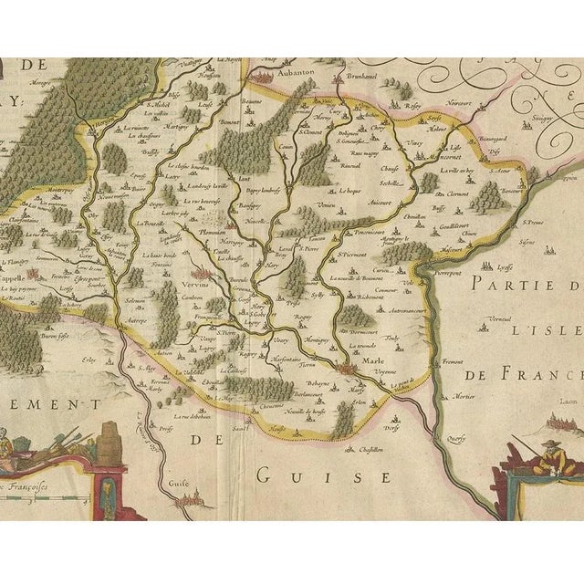 Antique Map of the Region of Hauts-De-France by Hondius, 1630 For Sale - Image 4 of 5