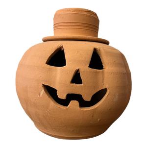 Vintage Red Clay Pumpkin With Hat