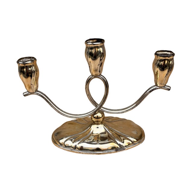 1940s Three-Armed, Plated Candlestick, Germany, 1940s. For Sale - Image 5 of 12