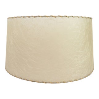 Vintage Mid Century Modern Retro Fiberglass & Leather Drum Table Lamp Shade Only For Sale