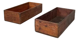 Industrial Italian Wooden Rectangular Boxes, 1920s, Set of 2