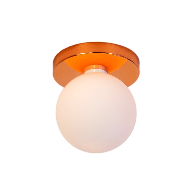 Globe Flush Mount Copper, 5 Inch Glass Globe, by Research.Lighting, Modern, Minimal For Sale - Image 4 of 6