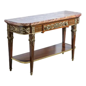 French Marble Top Console With Bronze Mounts