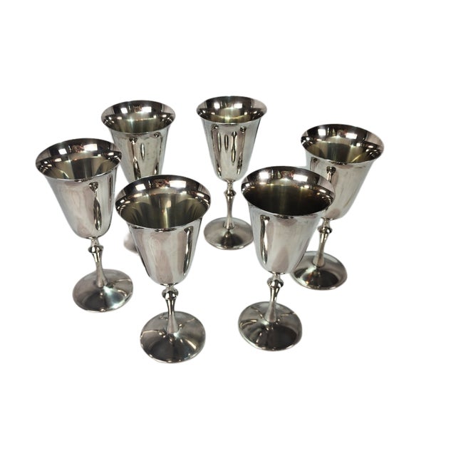 1960s 1960s Vintage Kirk Silverplate Goblets, Made in Spain- Set of 6 For Sale - Image 5 of 7