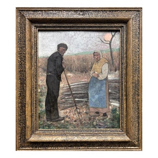 Wilhelm Schmurr, Bauern auf dem Feld, Oil on Cardboard, Düsseldorf Malkasten, Rhenish Secession For Sale
