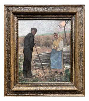 Wilhelm Schmurr, Bauern auf dem Feld, Oil on Cardboard, Düsseldorf Malkasten, Rhenish Secession