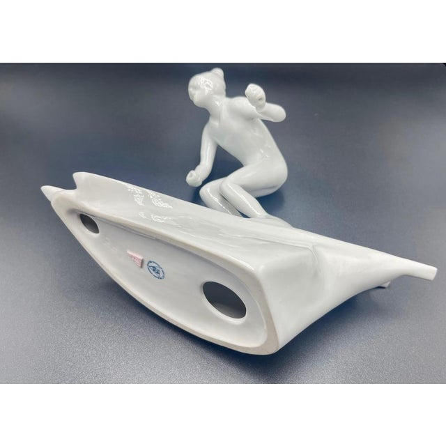 Ceramic Vintage Slalom Skier Figure in Porcelain from Royal Dux, 1950s For Sale - Image 7 of 14