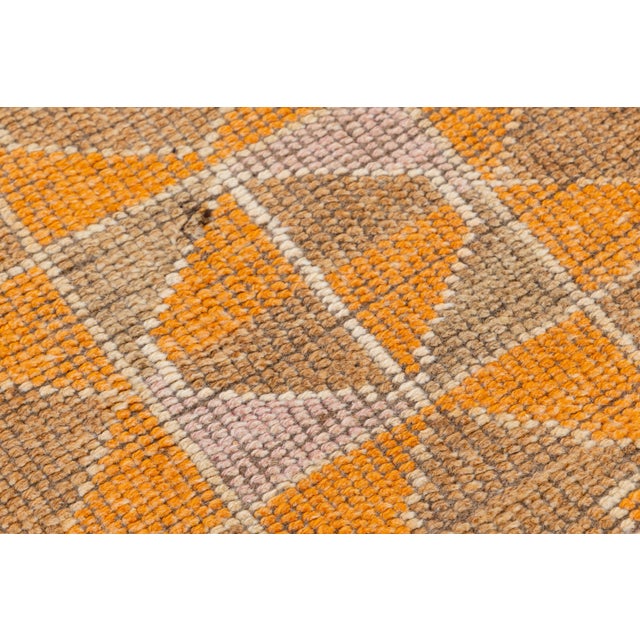 Textile 3 X 11 Handmade Vintage Turkish Wool Runner With Star Motifs and Earthy Tones For Sale - Image 7 of 11