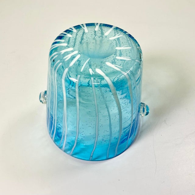 1960s Vintage Italian Hollywood Regency Pablo Venini Murano Glass Ice Bucket With Petite Bubbles For Sale - Image 9 of 10