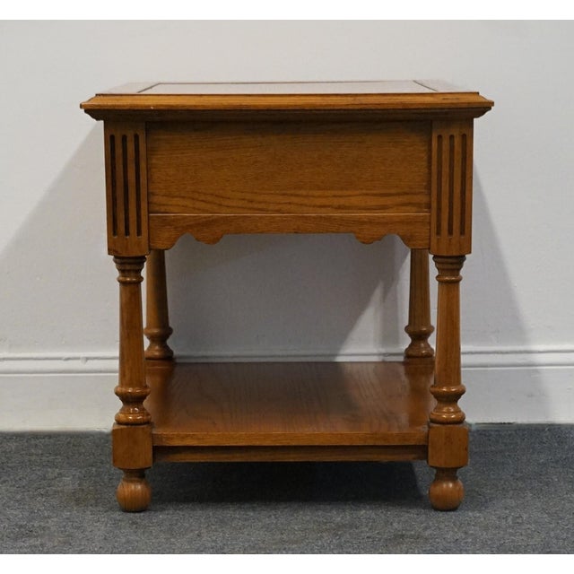 Broyhill Furniture Solid Oak Early American Rustic 22" Accent End Table For Sale - Image 11 of 12