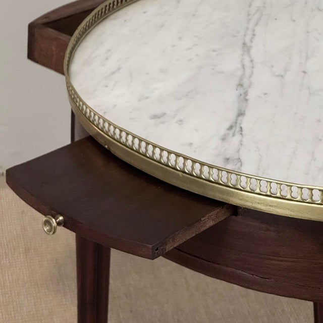 Antique French Louis XVI Mahogany Marble Top Bouillotte Table For Sale - Image 14 of 18