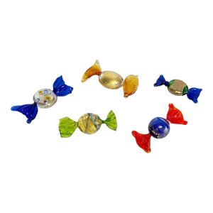 Vintage Murano Style Blown Glass Candies, Set of 5