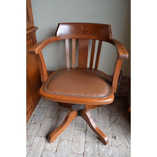 Antique Oak Roll-Up Desk and Office Chair, Set of 2 For Sale - Image 15 of 17