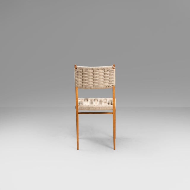 1970s Wooden and Raffia Chairs, 1950s, Set of 4 For Sale - Image 5 of 14