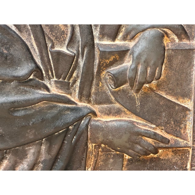St. John the Evangelist Gilded Cast Iron Bas Relief Plaque After Domenichino For Sale - Image 4 of 13